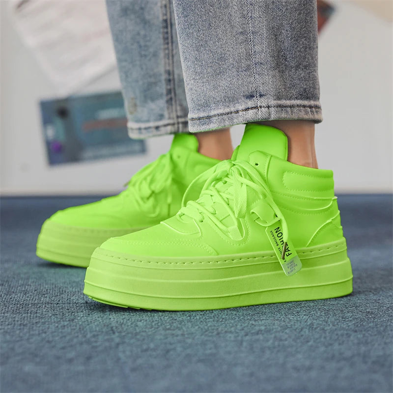 Men's High-Top Casual Sneakers – Fashionable, Lightweight, and Versatile Shoes with Thick Soles for Added Height