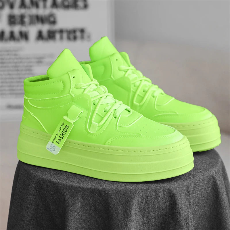 Men's High-Top Casual Sneakers – Fashionable, Lightweight, and Versatile Shoes with Thick Soles for Added Height